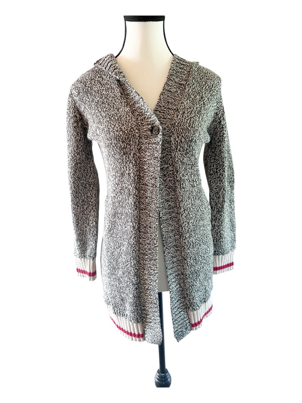 Genuine Roots Cabin Open Cardigan Cotton-blend One Button Pockets Size Medium